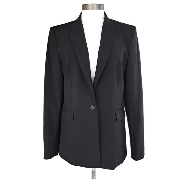 RAG & BONE Black Wool Tailored Blazer Size 12 Single Breasted One-Button Jacket - Picture 1 of 10